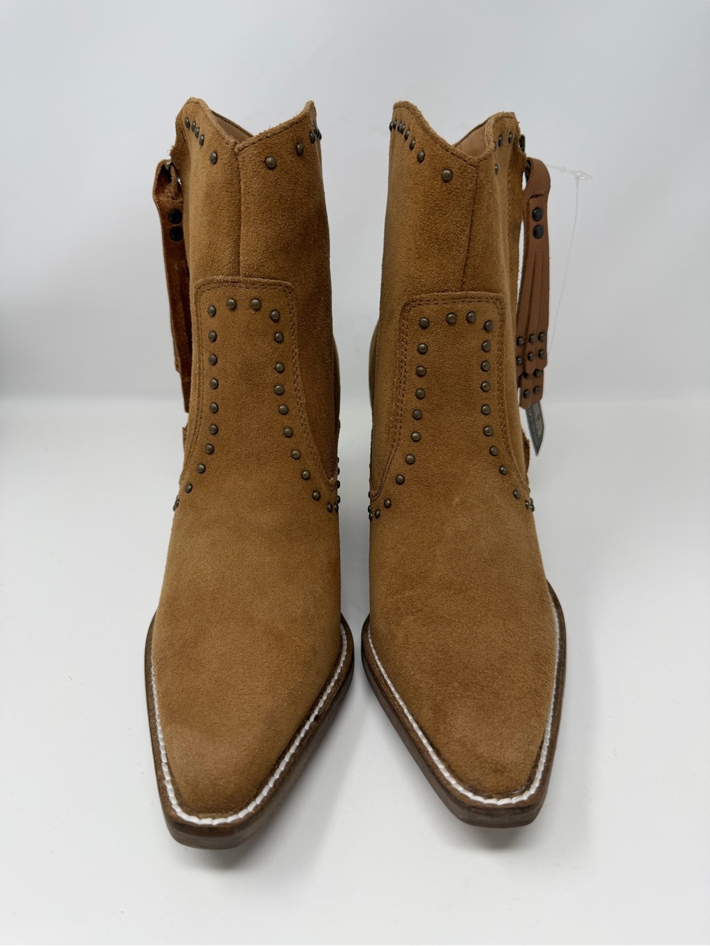 Dingo NWT Classy N Sassy Western Booties Snip Toe Leather Camel Brown Size 7 - Picture 3 of 12